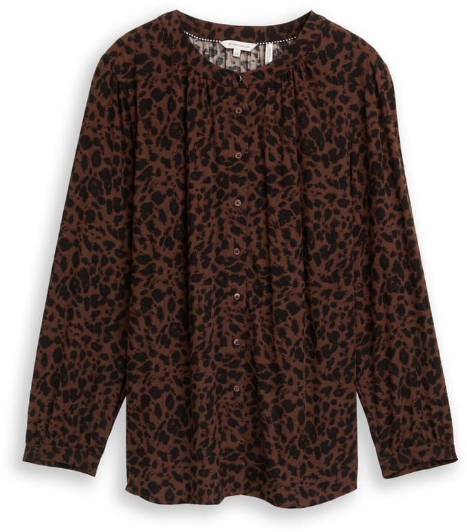 Tom Tailor - Plus Size - Blouse met luipaardprint - Maat 48 - brown black small leo print