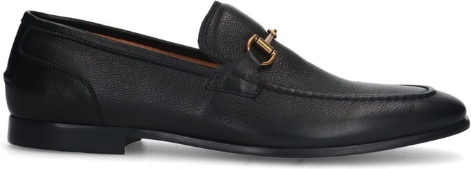 Manfield - Heren - Zwarte leren loafers - Maat 41