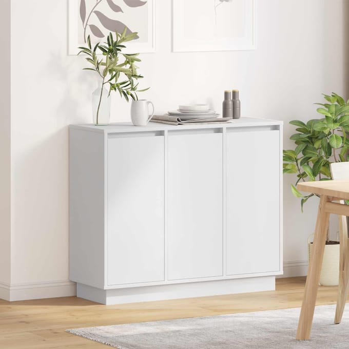 vidaXL - LED - Dressoir - Wit - 90 - x - 32 - x - 75 - cm - Bewerkt - hout
