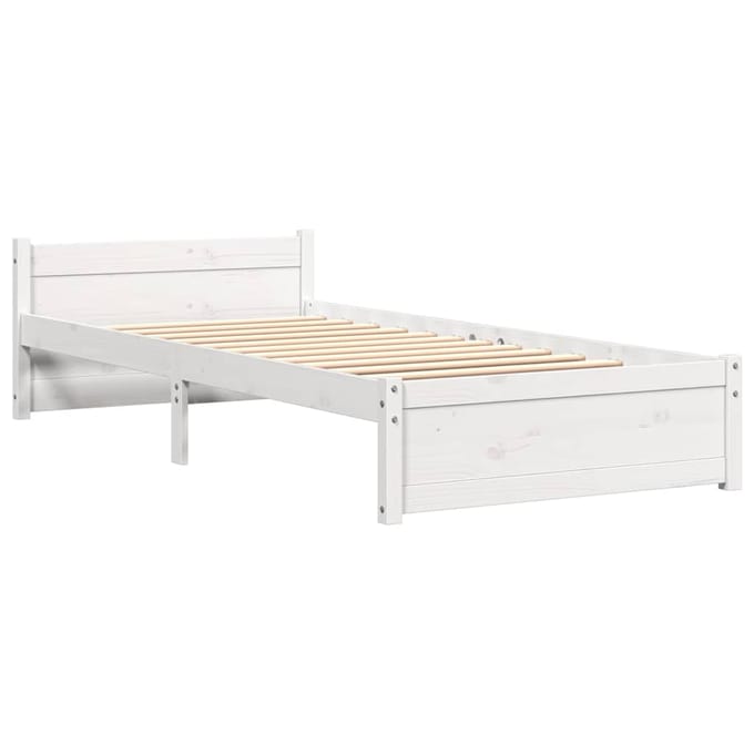 vidaXL - Bedframe - massief - hout - wit - 90x190 - cm