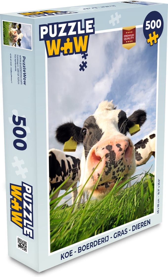 Puzzel Koe - Boerderij - Gras - Dieren - Legpuzzel - Puzzel 500 stukjes