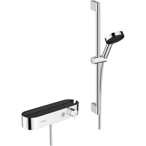 hansgrohe Pulsify Select S doucheset 105 3jet Activation met handdouche, thermostaat, glijstang 65cm, schuifstuk en doucheslang chroom