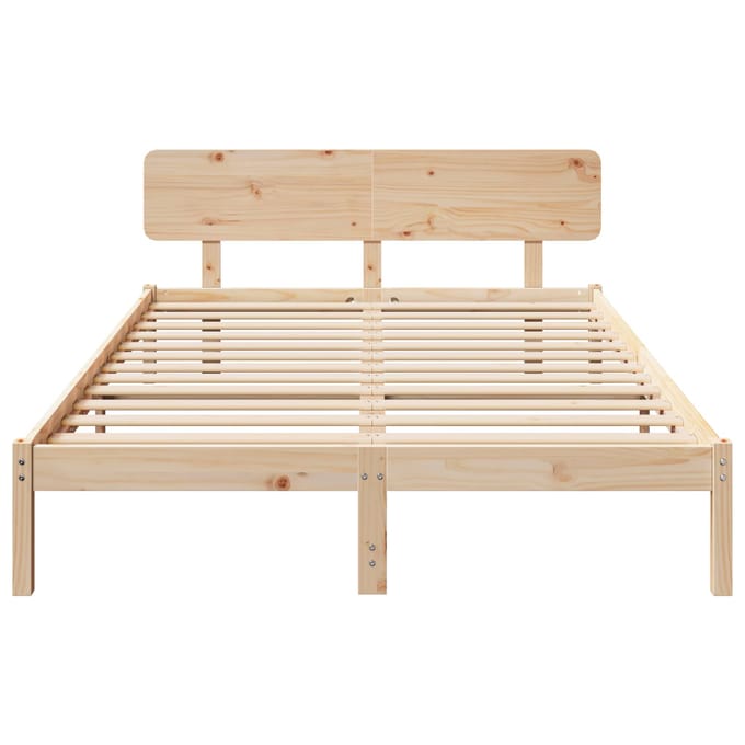 vidaXL - Bedframe - met - hoofdeinde - Naturel - 140 - x - 200 - cm - Massief - grenenhout