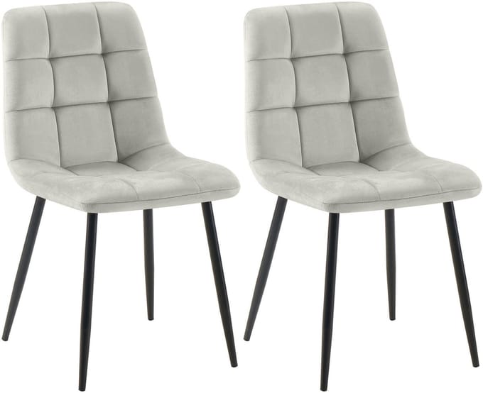 CLP Tilde Set van 2 eetkamerstoelen - Zonder armleuning - Industrieel - Fluweel/grijs