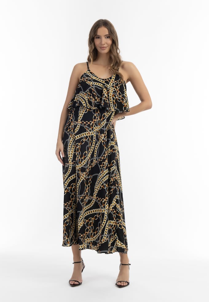 Faina Maxi-jurk met all-over print Dames zwart