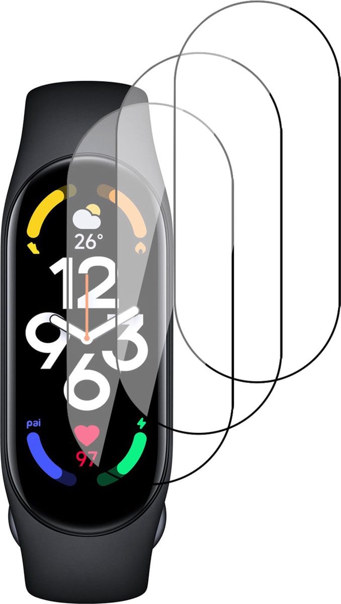Screenprotector geschikt voor Xiaomi Mi Band 7 - PET Glasfolie Full Screen Protector - 3 Stuks