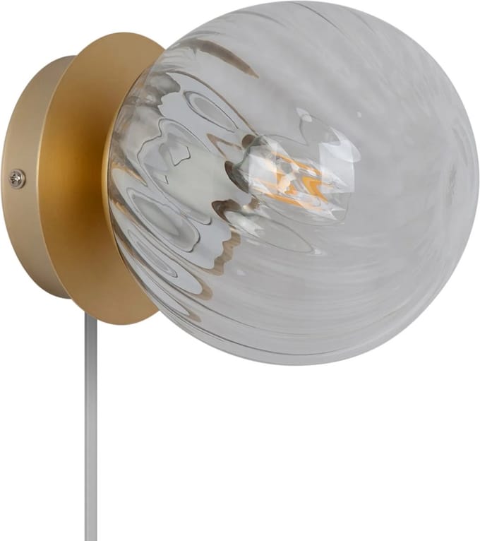 Nordlux Chisell-wandlamp-E14-helder gewerveld glas/messing