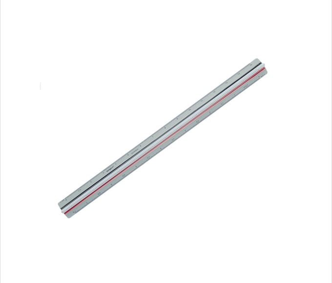 Kangaro schaalstok architect - 30 cm - aluminium - schaalverdeling 1:20/25/50/75/100/125