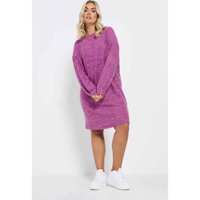 Yours Hot Pink Soft Touch Trui Jurk Size 48