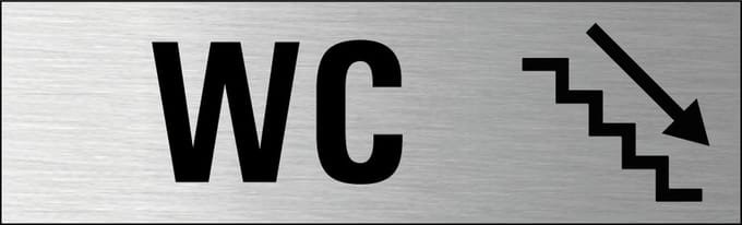 Wc trap omlaag rechts deurbordje met zelfklevende strip