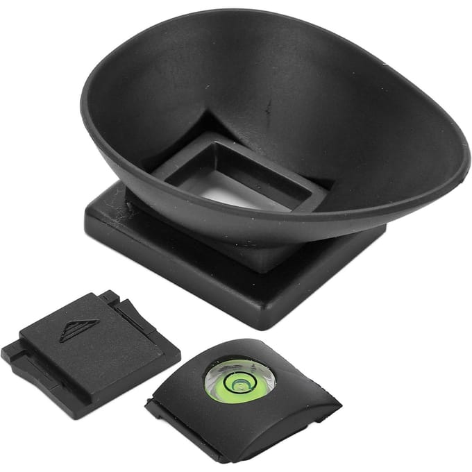22mm Rubberen Oogschelp met Top Cold Shoe Cover Waterpas voor 5D2 5D 6D Camera black