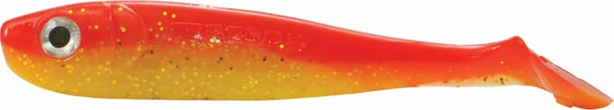 Predox Willy Wonker Shad 7,5 cm Limetreuse softbait voor baars, snoekbaars en roofblei Orange Babe