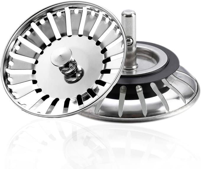 2 Stuks Spoelbakzeef met Plug 78mm RVS Keuken Afvoer Verstopping Voorkomen