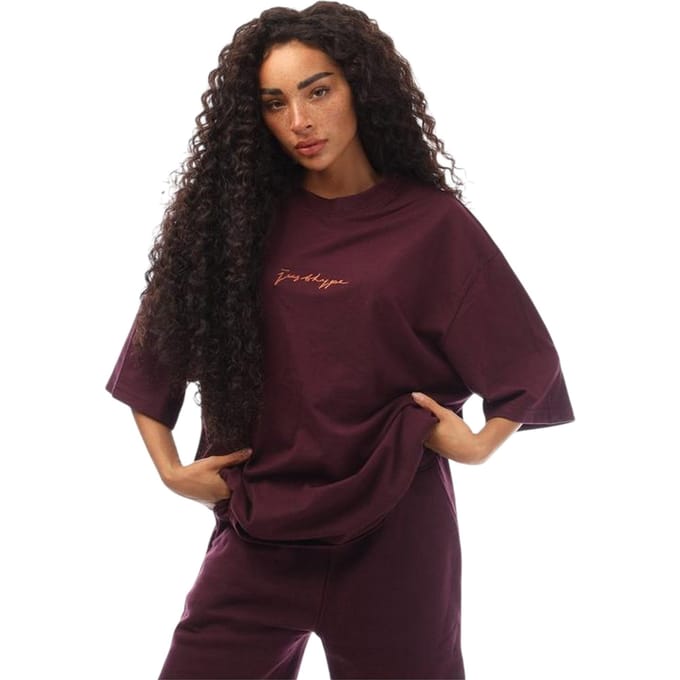 Hype Oversized T-shirt voor heren met kenmerkend logo (Paars)