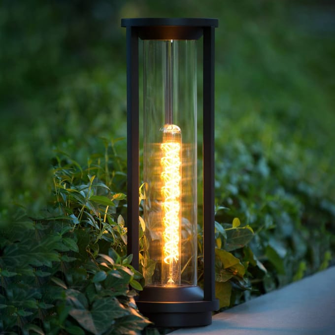 Lucide CADIX - Sokkellamp - Ø 16 cm - 1xE27 - IP65 - Zwart