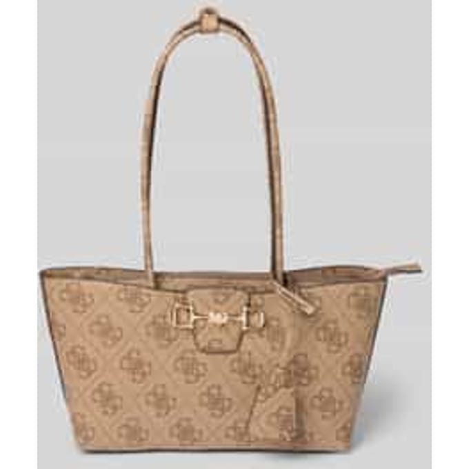 GUESS schoudertas shopper Janie Logo Girlfriend Carryall Latte Logo bruine