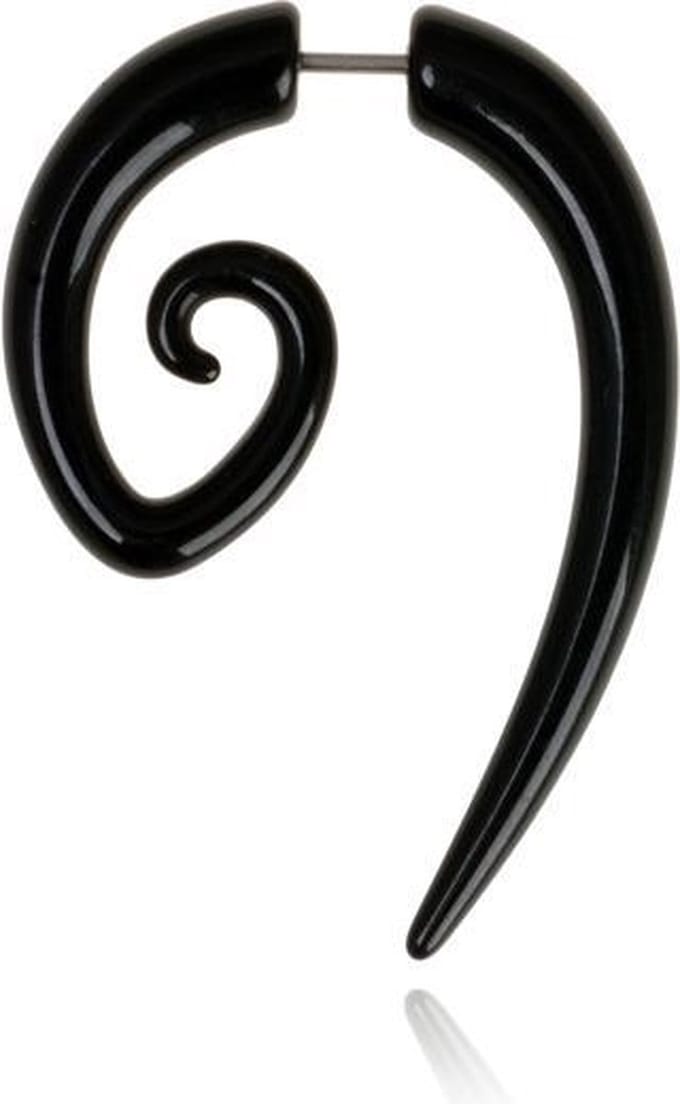 Zwarte Bone oorbel Tribal Snail