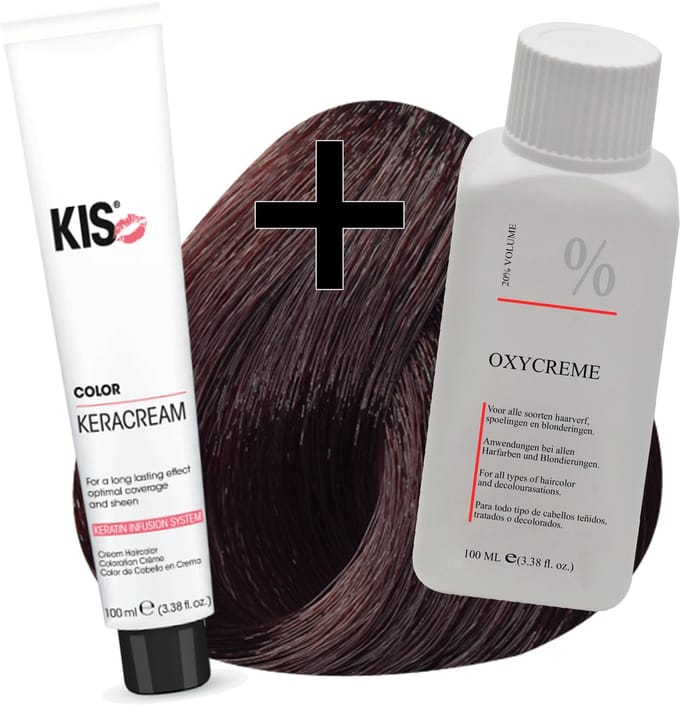 KIS haarverfset - 4RM Donker rood mahonie  - haarverf & waterstofperoxide
