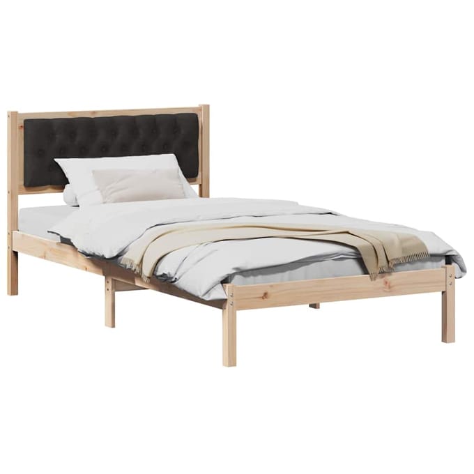 vidaXL - Bedframe - met - hoofdeinde - Zwart - 100 - x - 200 - cm - Massief - grenenhout