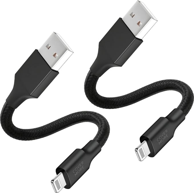 2x laadkabel geschikt voor iPhone 14, 13, 12, 11, x - Usb naar Lightning kabel - Kort - Stevig - Zwart