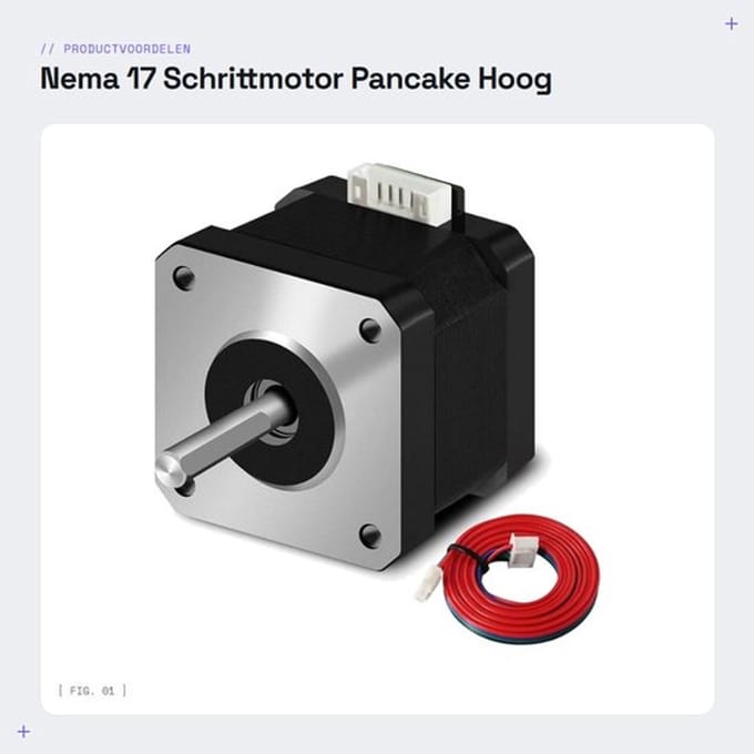 Nema 17 Schrittmotor - Pancake - Hoog vermogen - 1,5 A - 3D-printer - 4 Draden - Geschikt voor Creality CR-10 en Ender 3