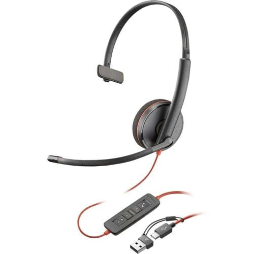 HP Poly Blackwire C3210 Over Ear headset Kabel Mono Zwart Ruisonderdrukking (microfoon) Headset, Volumeregeling, Microfoon uitschakelbaar (mute)