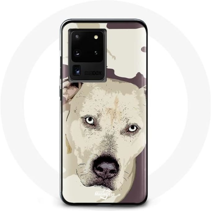 Hoesje voor Samsung Galaxy S20 Ultra Pitbull Hond Wit wit