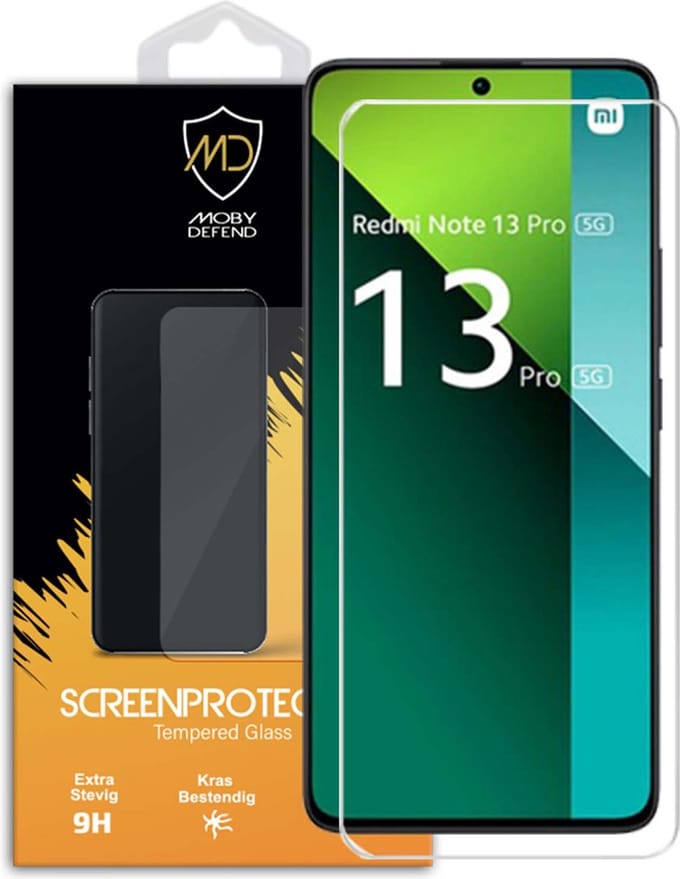 MobyDefend Screenprotector - Geschikt voor Xiaomi Redmi Note 13 Pro 5G - Case-Friendly Screensaver - Gehard Glas