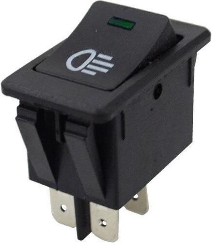 Schakelaar - Zwart - 12V - 35A - 4 polig - Groene LED