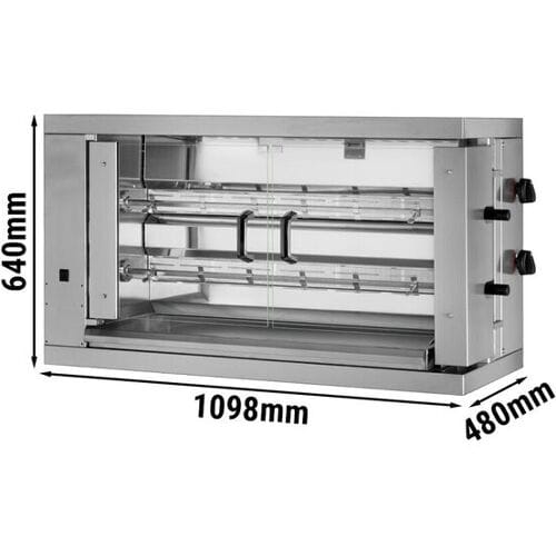 GGM Gastro Gas kippengrill - 11kW - 2 spitten voor 12 kippen zilver