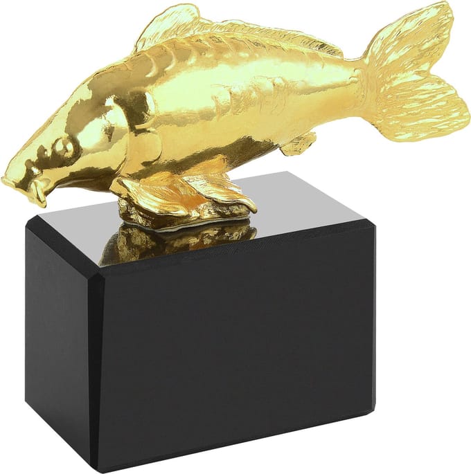 Carpa Realista Beeld Spiegelkarper Goud 115 mm 3-D Karper Visbeeld Cadeaubeeldje Vis Beeldje Vissen