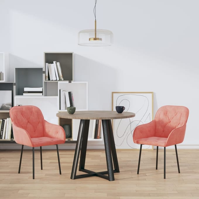 vidaXL - Eetkamerstoelen - 2 - st - fluweel - roze