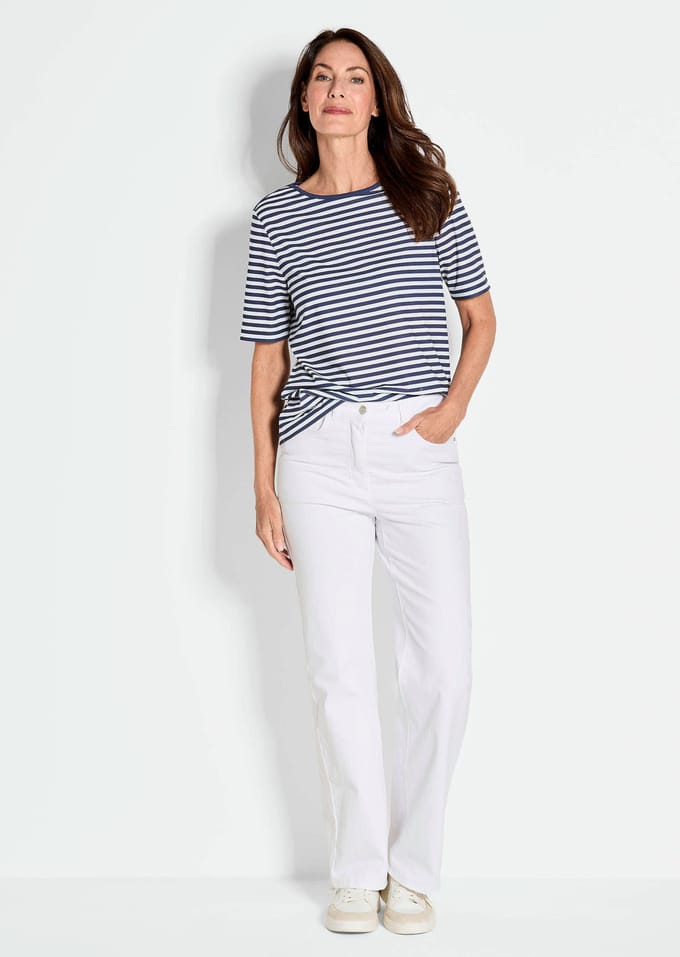Gestreept shirt van viscose-jersey - marine / wit / gestreept - Gr. 52 van Goldner Fashion