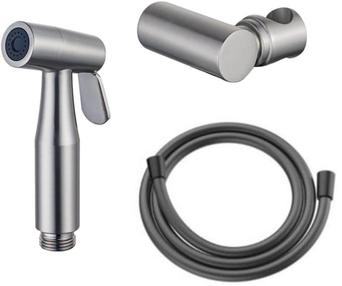 FugaFlow Eccelente Acces Bidetset - handdouche - slang 150cm - houder - Geborsteld RVS PVD (RVS)