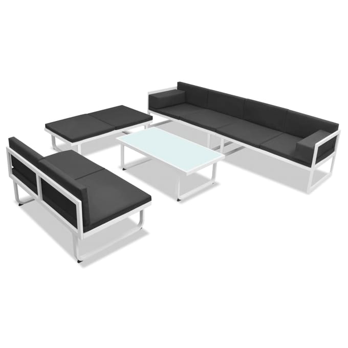 vidaXL - 5-delige - Loungeset - textileen - aluminium - zwart