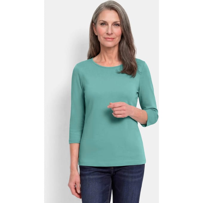 Basic shirt van interlock-jersey - grijsgroen - Gr. 21 van Goldner Fashion