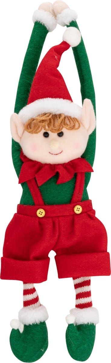 Feeric Christmas Decoratie kerstelf pop - hangend - 46 cm - pluche - elfen figuur