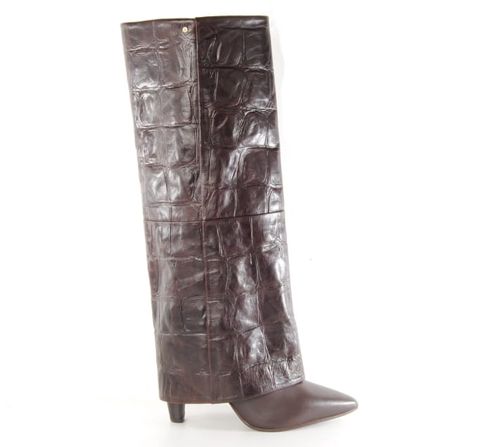 Bronx Dameslaars JAD-EY leder crocco print bruin