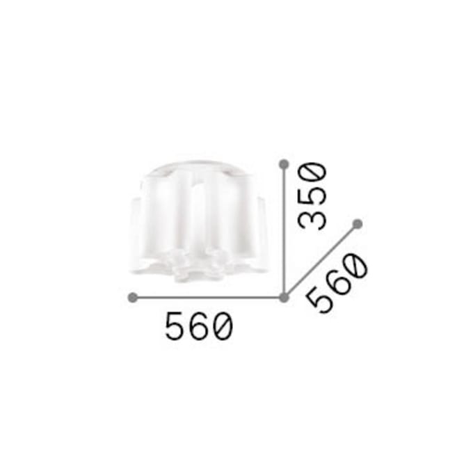 IDEAL LUX plafondlamp Compo Ø 56 cm wit metaal/glas