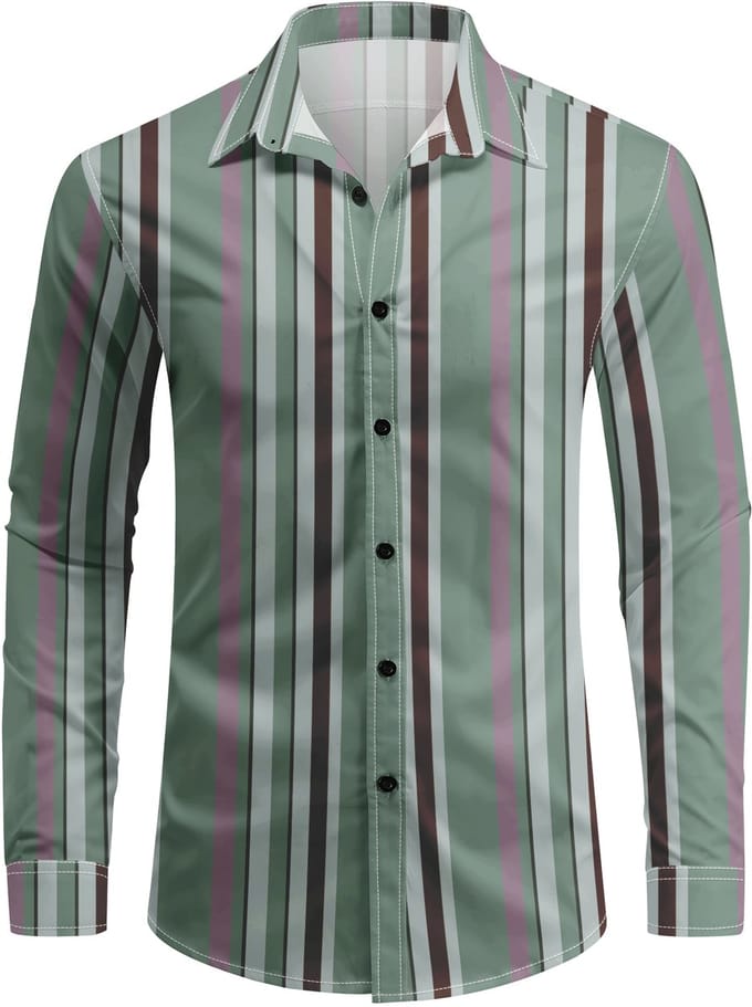 ALLTHEMEN Heren casual overhemd - Gestreept - M