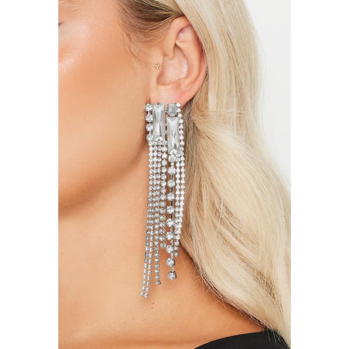 Yours Zilveren Lange Diamanten Oorbellensize One Size