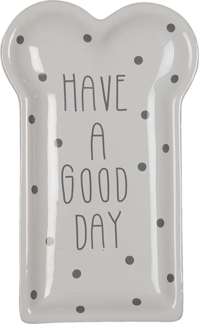 Clayre & Eef Ontbijtbord 10x17 cm Wit Keramiek