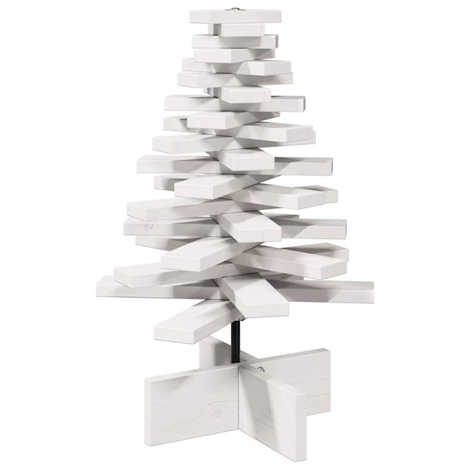 vidaXL - Kerstdecoratie - kerstboom - 60 - cm - massief - grenenhout - wit