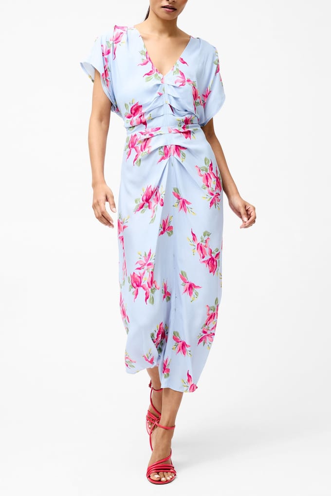 French Connection Vivienne Viscose Front Dress Sky Blue Taglia: 12 | Abiti Midi Outlet | Donna | Blu