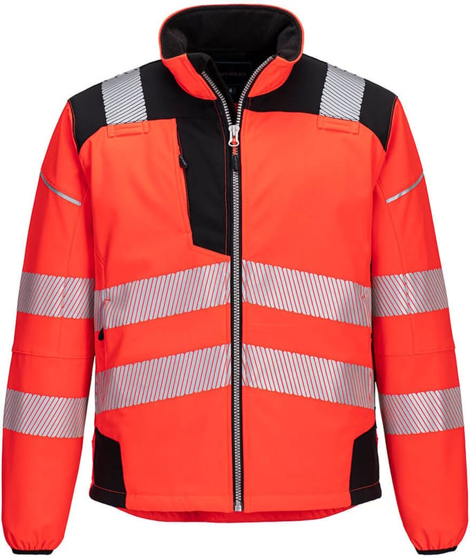 Portwest PW3 Hi-Vis Softshell Jack T402 - Rood/Zwart - M