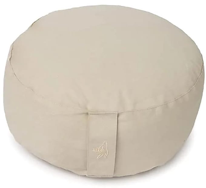 Meditatiekussen rond beige biokatoen (OCS) – 33 cm x 17 cm