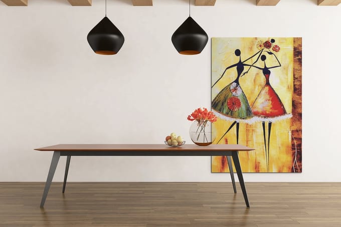 Canvas Schilderij - Abstracte Vrouwen - Wanddecoratie - Kunst - 120x80x2 cm