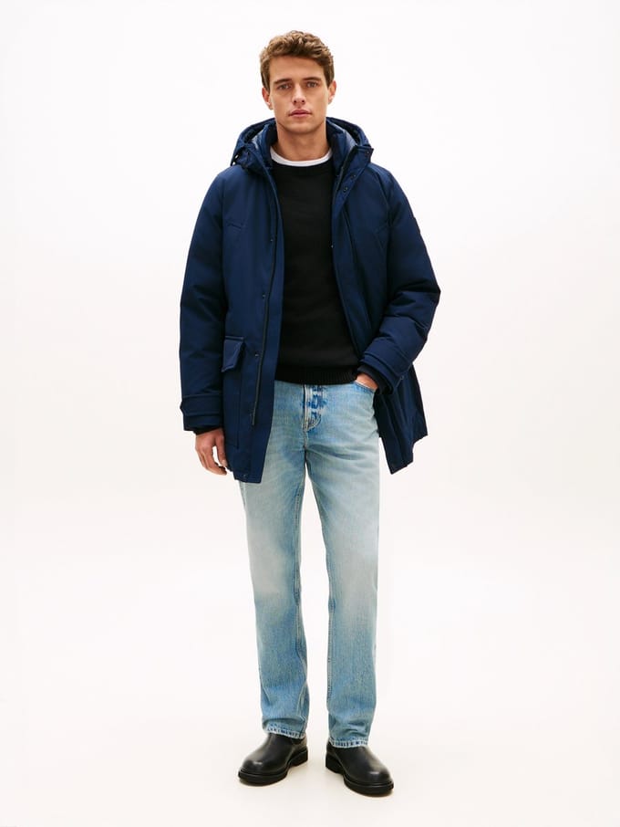 Tommy Hilfiger parka jas normale fit waterdicht donkerblauw
