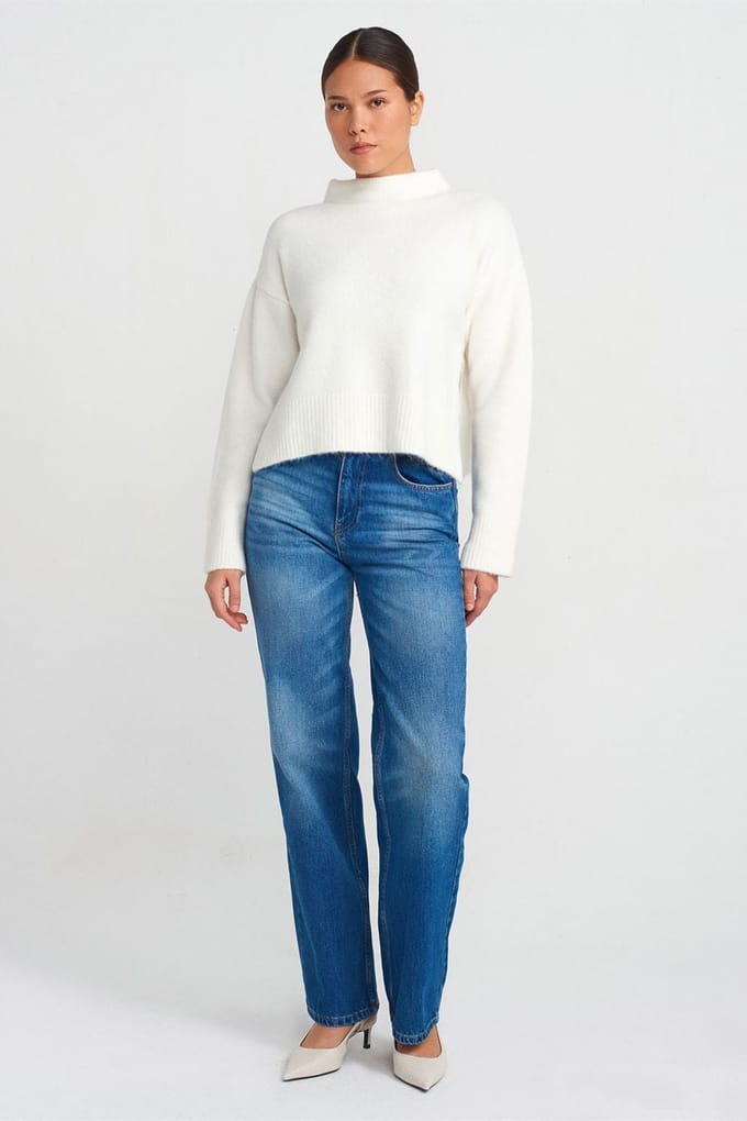 High-Waisted Recht Gesneden Katoenen Jeans