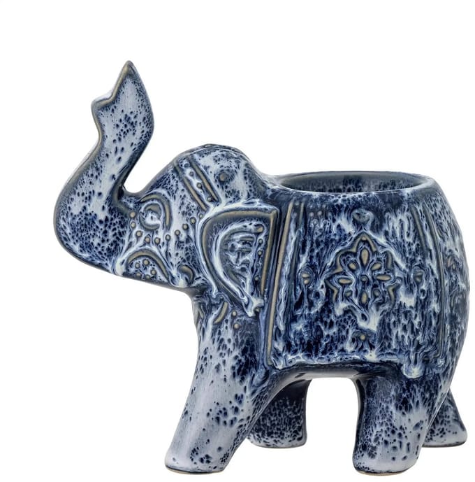 Bloomingville Waxinelichthouder aardewerk blauw Oliphant